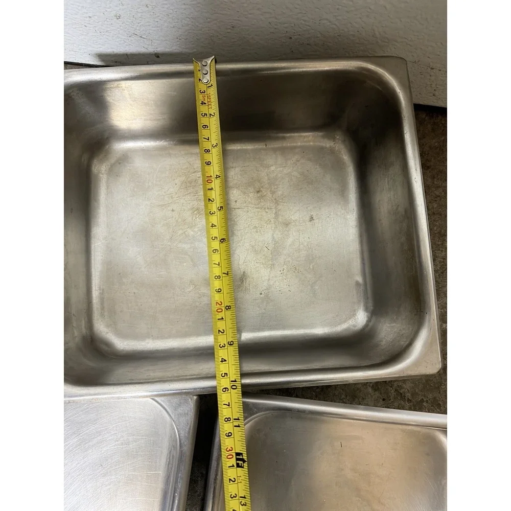 Lot of 3 Stainless Steel Steam Table Food Pans Restaurant Commercial‎ Used